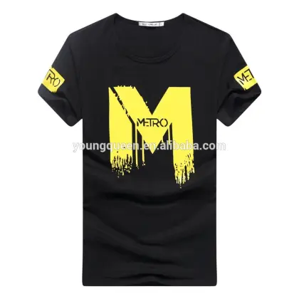 YJB47 M-3L men t-shirt print V collar cotton man t-shirt