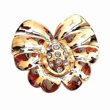 Rhinestone Button, Made of Alloy, Gold Plating/Decorated with Rhinestones, Suitable for Garments