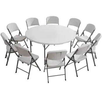 Height adjustable plastic folding round table