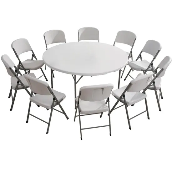 Height adjustable plastic folding round table