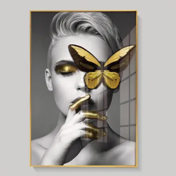 High-Quality Modern Butterfly Crystal Porcelain Painting with Aluminum Frame