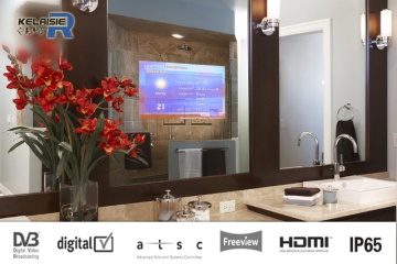 32 inch 800 nit waterproof and anti-fog black mirror screen mirror display tv in hotel
