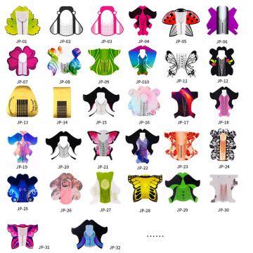 Custom Logo 500pcs French Acrylic UV Gel Extension Nail Forms and Stickers Roll Paper: Sturdy Fishtail Nail Forms