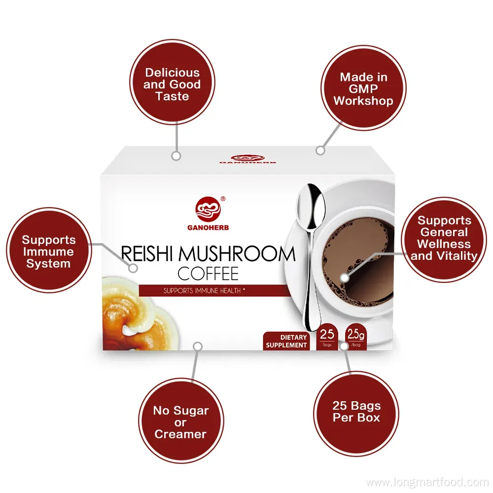 OEM Reishi Mushroom Ganoderma Black Instant Coffee 2 in 1