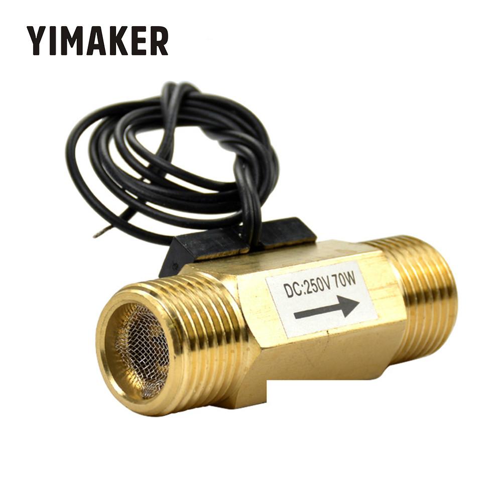 YIMAKER DC250V 70W G1/2 Full-copper Water Flow Sensor Witch Meter Air Flow Switch DN15