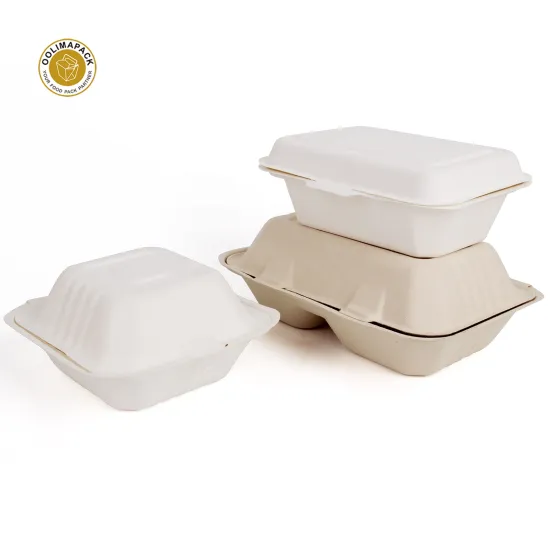 Biodegradable Sugarcane Bagasse Packaging: Eco-Friendly Clamshell Boxes for Burger Restaurants