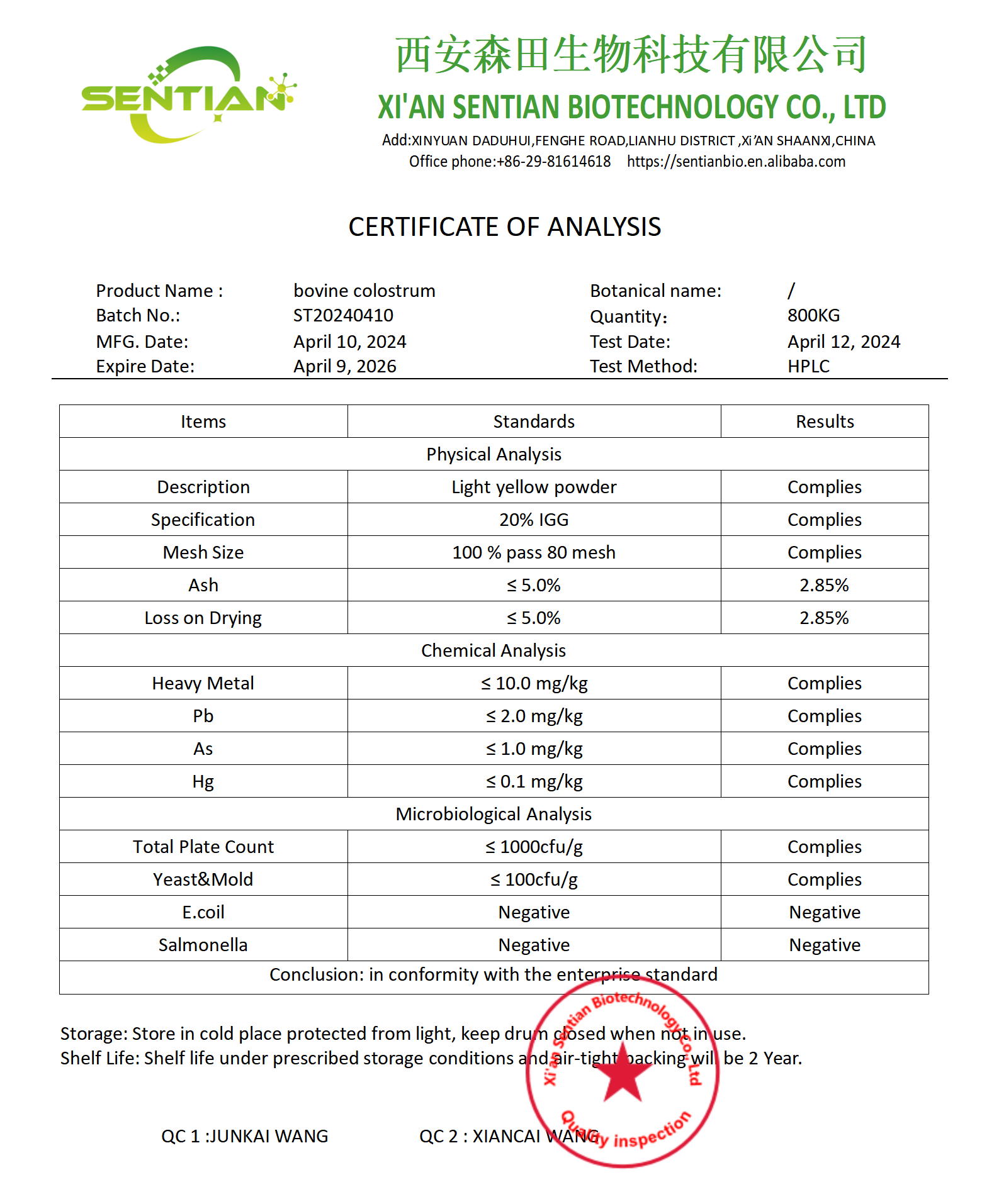 bovine colostrum-COA_01