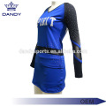 Blauwe Mesh Sleeve Cheerleading Cheers Foar Konkurrinsje