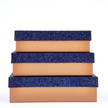 Wedding party rigid glitter gift box with lid