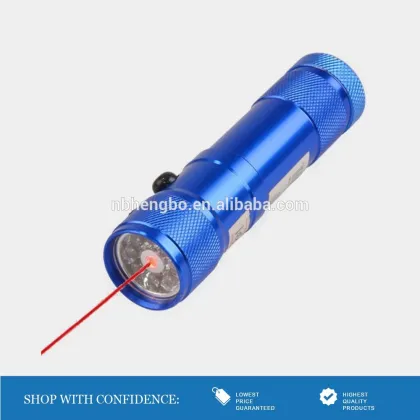 push button 8 led red laser light aluminum laser DEC flashlight