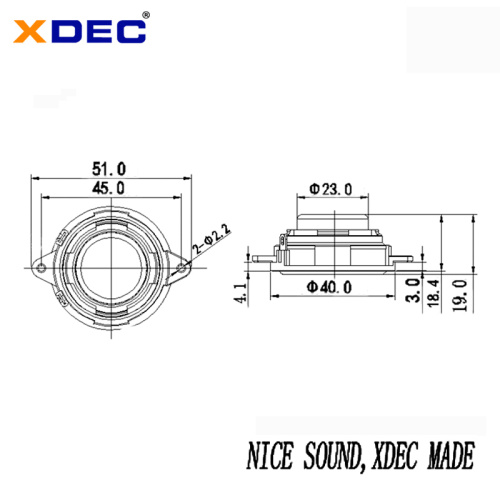 40X19mm 4Ohm 3W 16mm voice coil speaker