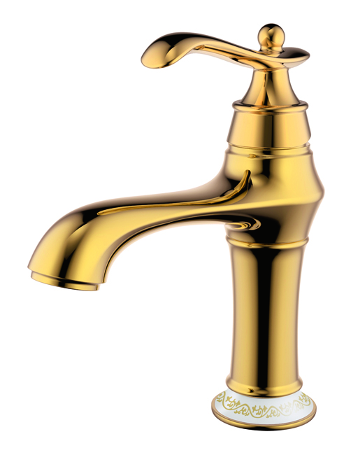 Gold Single Hole And Lever Vintage Basin Faucet