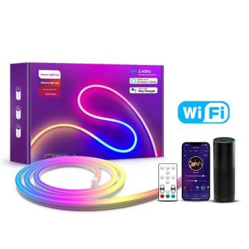 Tuya Smart WiFi IP65 24V Silicone Neon Flexible Strip Light - Music Sync & Voice Control