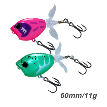 60mm 11g Floating Popper Lure with Rotating Propeller for Bass Fishing