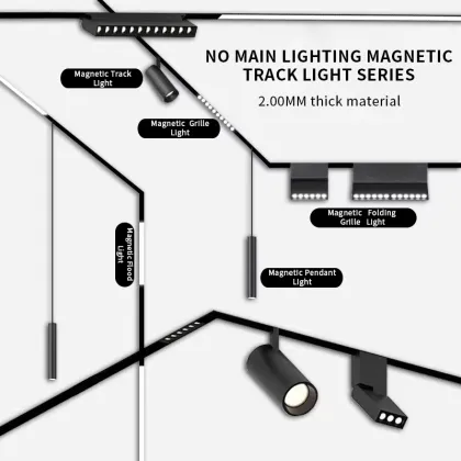 Shiny Magnetic Track Light 6mm System with Osram Round Glass Spot Lights 3000K