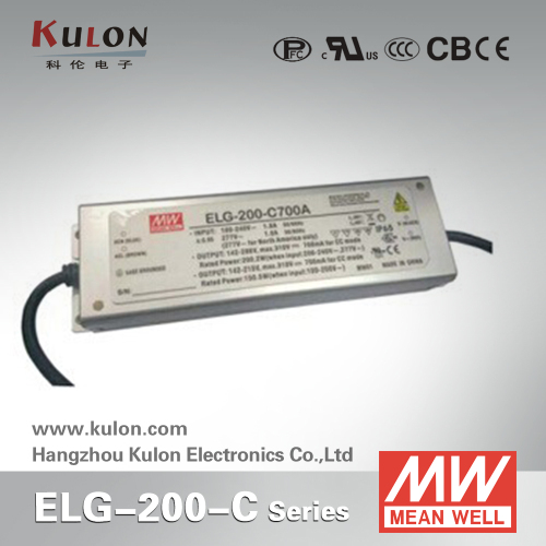 Constant current ELG-200-C IP67 PFC function 200W 700mA LED Driver