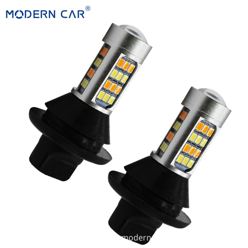 Car DRL LED White Yellow Dual Color Daytime Running Light with Steering CANBUS Decode BA15S 1156 7440 3156 2835-42SMD Headlight