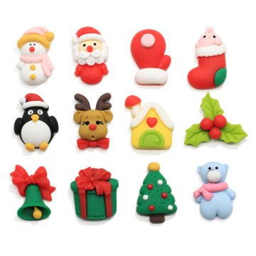 Christmas Flat backs Decoration Resin Cabochon Flatbacks Reindeer Head Tree Snowman Gift Crafts Fit Phone Parts DIY Accessories