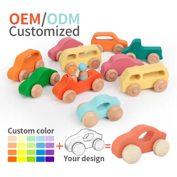 Rainbow Colored Wooden Toy Cars