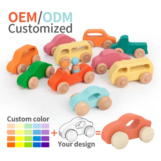 Rainbow Colored Wooden Toy Cars