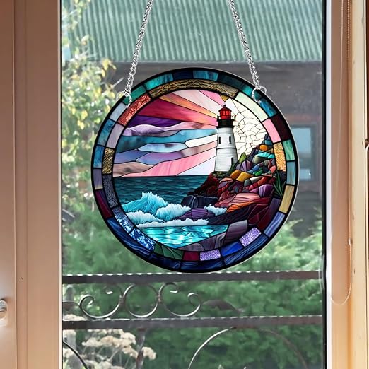 Stained Glass Lighthouse Acrylic Suncatcher