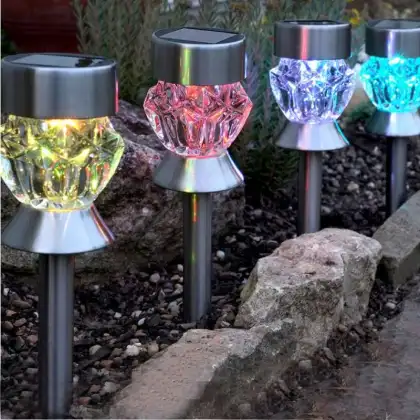 Sunlight-Powered Stainless Steel RGB Solar Pathway Lights