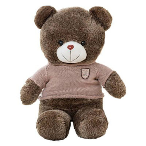 Petit animal en peluche d'ours noir avec un pull