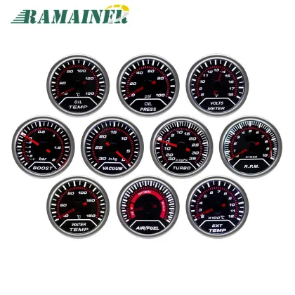 52mm Car Boost Gauge Kit: PSI Exhaust Gas Temp, Water Temp, Oil Press, Tachometer & Voltmeter