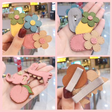 5/10Pcs/Set Girls Cute Cartoon Animals Fruit Leather Hairpins Children Lovely Hair Clips Barrettes Baby Kids Hair Accessories