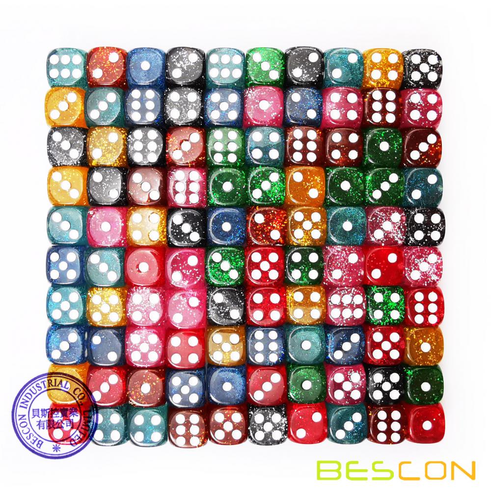 Pipped D6 Board Game Dice Colorful Glitter 2