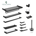 Square Bathroom Design: 304 Stainless Steel Wall-Mounted Black Accessories Set - Paper Holder & Towel Rack