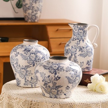 Nordic Blue and White Ceramic Vase for Home Decoration