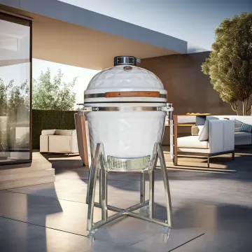 Auplex White 20-Inch Ceramic Charcoal Kamado BBQ Smoker Grill - Factory Direct