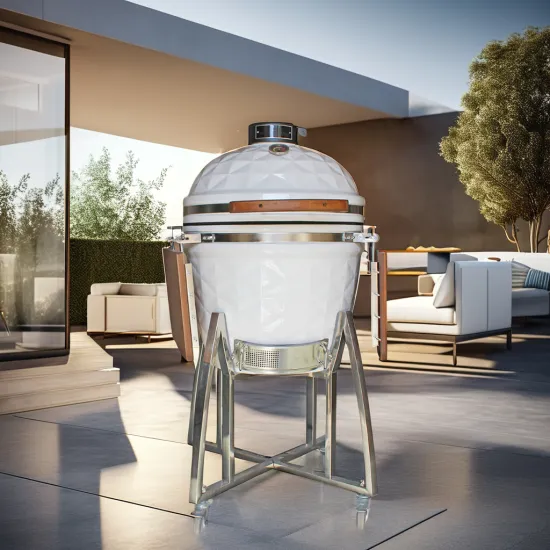Auplex White 20-Inch Ceramic Charcoal Kamado BBQ Smoker Grill - Factory Direct