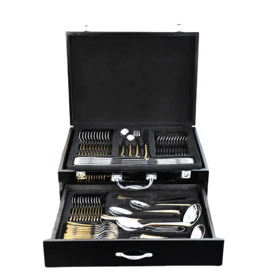 Gold Stainless Steel Cutlery Set for Family, Wedding, and Parties (72/84 Pcs)