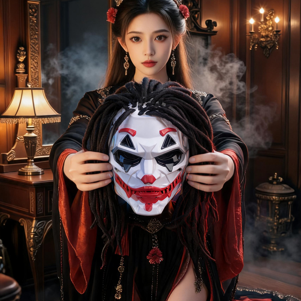 White Gold Rivet Skull Cosplay Mask