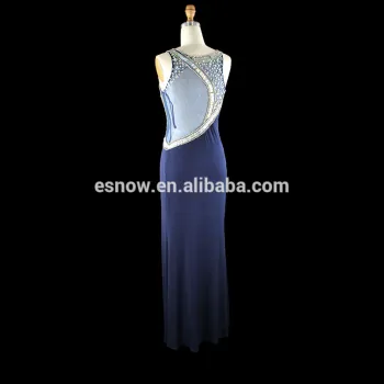 2016 Wholesale Elegant Scoop Side Silt Beaded Fashion Evening Dress for Ladies
