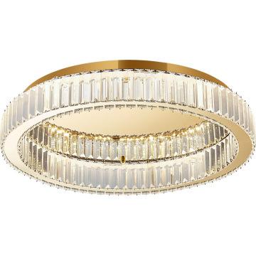 Luce a soffitto a led rotonda - Lampada in cristallo in oro di lusso per soggiorni in hotel