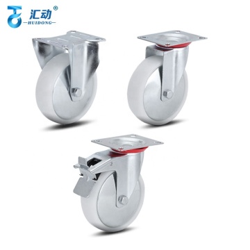 European 4/6 Inch Fixed Swivel White Locking PA Nylon Industrial Caster with Polypropylene Wheels - 125mm Diameter