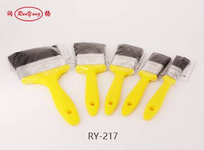 Yellow Plastic Handle Black Bristle Paint Brush