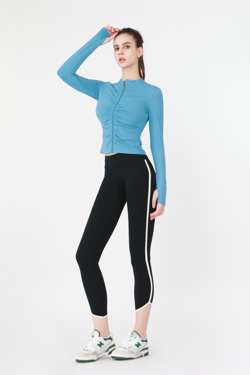 The Blue Pleated Yoga Top