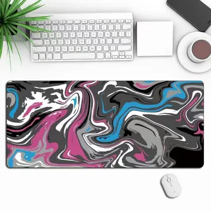 Gamer Strata Liquid Mousepad - 900x400 XXL Black & White Large Computer Mouse Pad