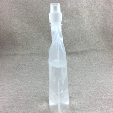 folding plastic spout-pouch with drinking liquid suction