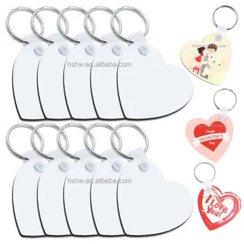 MDFSUB DIY Sublimation MDF Keychain Blanks - Heart Shape 50x50mm with Key Rings
