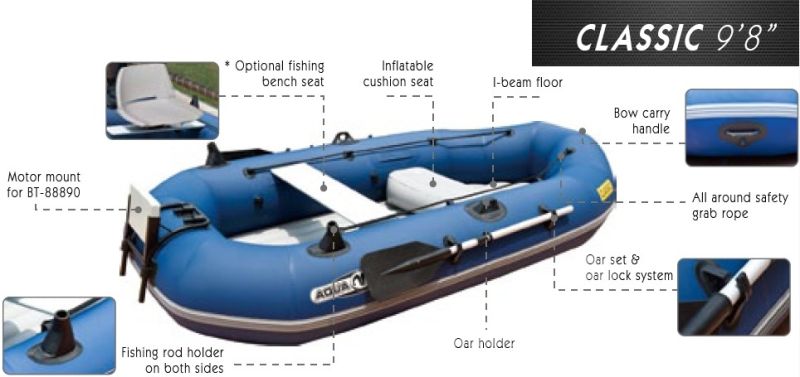Aqua Marina: Classic Advanced Inflatable Fishing Boat with Electric Motor  T-18