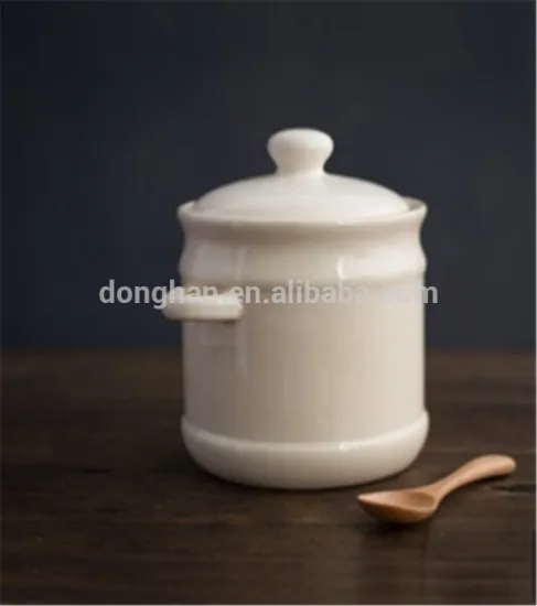 wooden spoon lidded Chef Ceramic Spice Jar