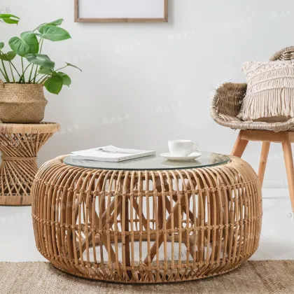 Rustic Vintage Bamboo Furniture for Living Room - Bamboo Coffee Table