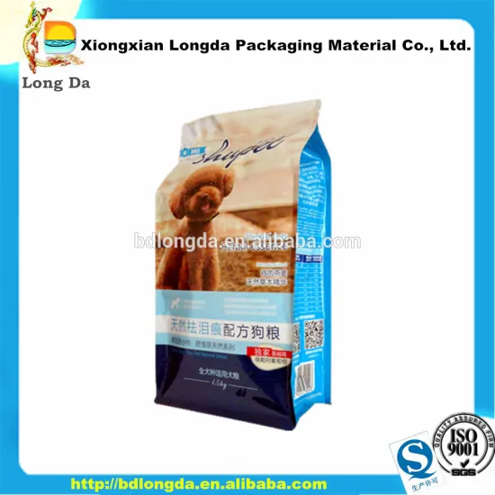 plastic square flat bottom gusseted ziplock bag for pet food