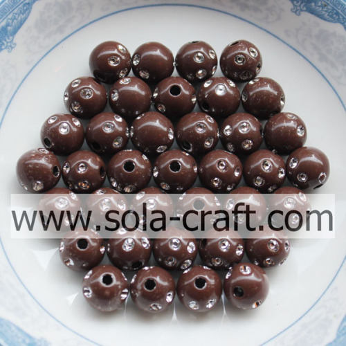 5MM New Product Coffee Color Acrylic Diamond-studded Beads