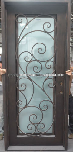 Elegant wrought iron single entry door brief design